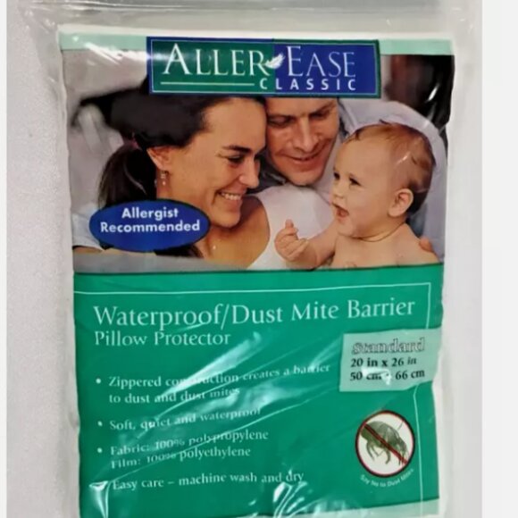 2 Aller Ease Classic Water Proof Dust Mite Barrier Pillow Protector Zipper 20x26 - Picture 4 of 6